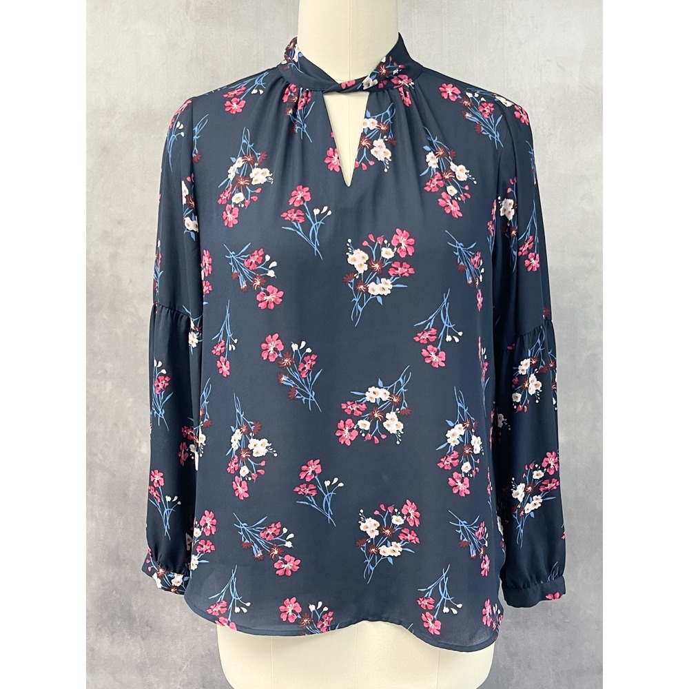 Laurie Felt Womens Floral Blouse Top Size L Flowy Cottagecore Peasant Parisian